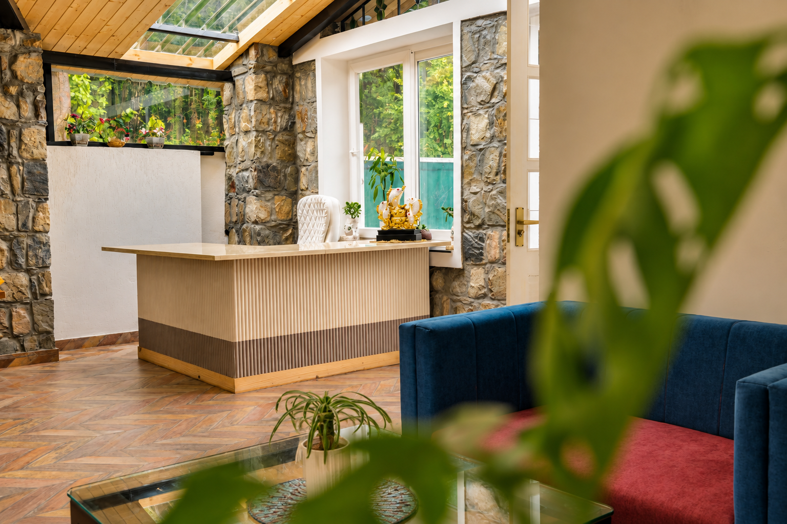 A Warm Welcome: Inside Our Sunlit Forest Lobby